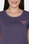 Rosaline Spatial Speckle Knit Cotton Knee Length Nightdress -Blue Ribbon — thumbnail 5